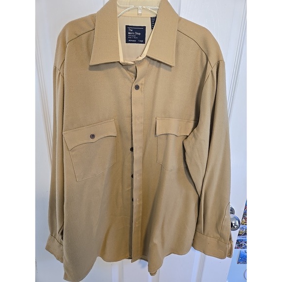 jcpenney Other - Vtg JCPenney Men's Shop Tan Overshirt Large Korea 70s Acrylic Shacket Workwear